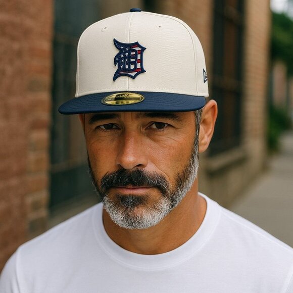New Era 59Fifty Detroit Tigers Official On-Field Baseball Cap Beige Size 7 5/8